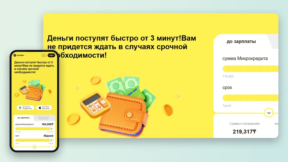 Форма заявки на займ в ZaimBee